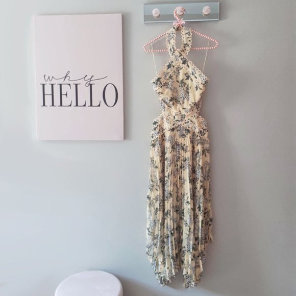 NWT Keepsake lemon yellow floral halter long dress - Picture 6 of 7